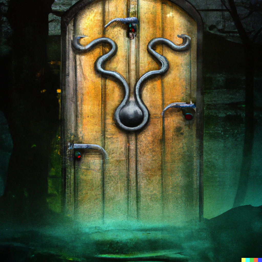 DALL·E 2023-02-23 23.46.08 - A mysterious door like Lovecraft style yogsothoth